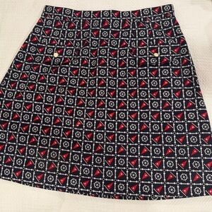D&G Black and Red Geometric A-Line Skirt Size M